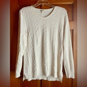 Talbots Cream V-Neck Sweater size Medium